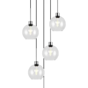 Lori 5 Light Cluster Pendant Adjustable E27- Polished Chrome w Various Glass Finishes